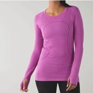 Lululemon Swiftly Tech Long Sleeve Heathered Ultra Violet Athletic Top Sz 4